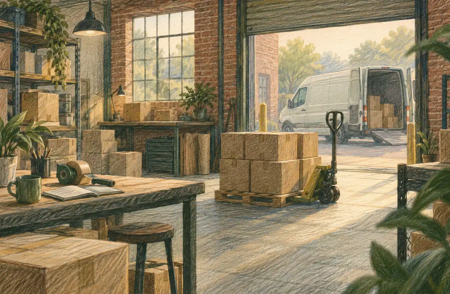 Illustration of logistics businesses and their working space