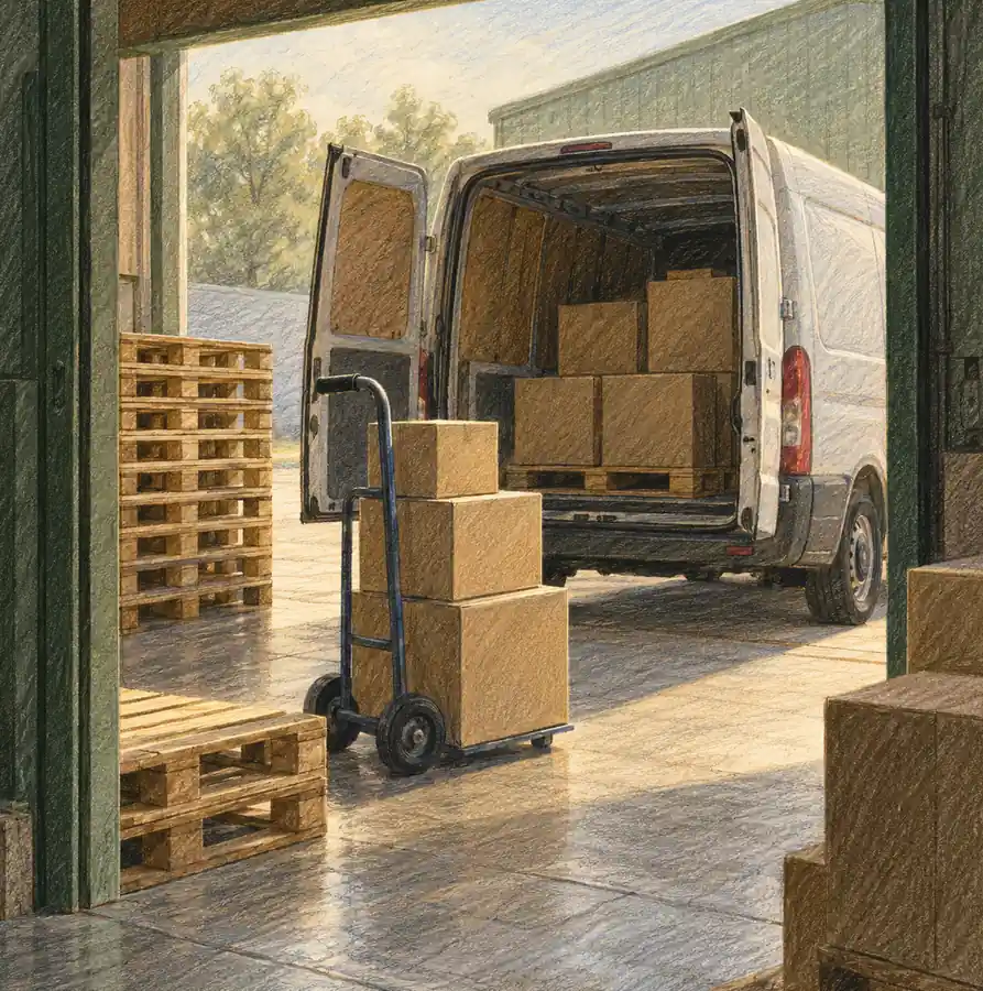 Illustration of logistics businesses equipment and workspace